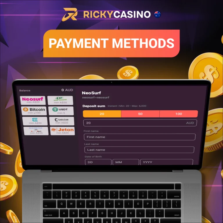 Ricky Casino Payment Methods